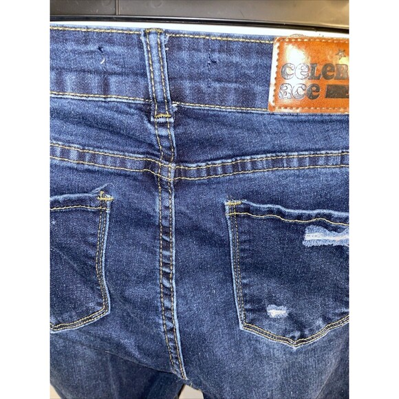 Celebrity Ace Women’s Distressed Skinny Jeans Size 3 Blue Button Fly Western - Picture 9 of 12